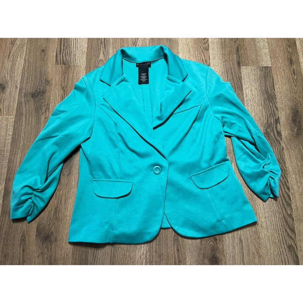 Metaphor Jacket, Women's Size Large, Blue Green, Button Blazer, Long Sleeve